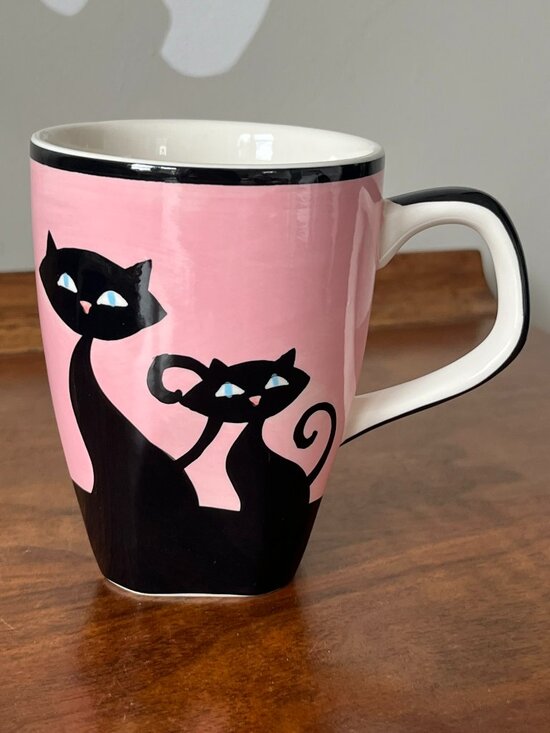 Hues N Brews | Dining | Hues N Brews Pink Black Siamese Cat Mug ...